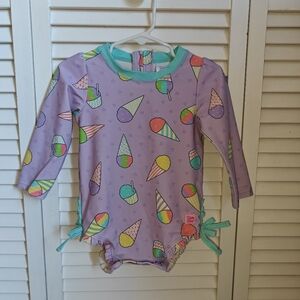 RuffleButts Baby Girl Snow Cones Long Sleeve One Piece Rash Guard 18/24M